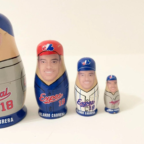 Babooshkah Nesting Doll Montreal Expos  Orlando Cabrera 5 Piece Set Flaws - Picture 10 of 16
